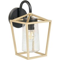 Beliani - Außenwandleuchte Gold / Schwarz Metall und Glas 33 cm Modern Rechteckig Laternenform Beleuchtung für Außen Draußen Terrasse Balkon Beliani - Außenwandleuchte Gold / Schwarz Metall und Glas 33 cm Modern Rechteckig Laternenform Beleuchtung für Außen Draußen Terrasse Balkon von BELIANI