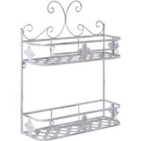 Beliani - Bad Wandregal Grau Metall Antik Optik mit 2 Ablagen Gäste-WC Bad Badezimmer Möbel Accessoires Zubehör von BELIANI