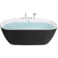 Badewanne Schwarz Acryl Oval 170x80 cm Freistehend mit Armatur Überlauf Ablauf mit Klickverschluss Skandinavisch Modern Badezimmer Ausstattung Badewanne Schwarz Acryl Oval 170x80 cm Freistehend mit Armatur Überlauf Ablauf mit Klickverschluss Skandinavisch Modern Badezimmer Ausstattung von BELIANI