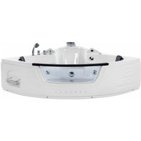 Badewanne Weiß mit Hydromassage Funktion Fenster 198 x 144 cm Jacuzzi Badezimmer - Schwarz von BELIANI