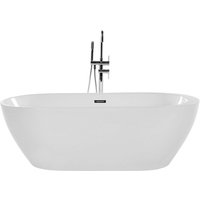 Badewanne Weiß Acryl 160 x 75 cm Oval Freistehend Badezimmer - Silber von BELIANI