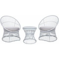 Balkonset Weiß Rattan 3-teilig 2 Sessel mit Couchtisch Auflagen Beige Boho Outdoor Indoor Garten Terrasse Balkon Wohnzimmer Schlafzimmer Balkonset Weiß Rattan 3-teilig 2 Sessel mit Couchtisch Auflagen Beige Boho Outdoor Indoor Garten Terrasse Balkon Wohnzimmer Schlafzimmer von BELIANI