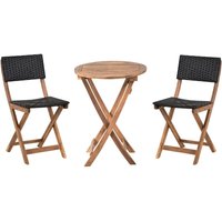 Balkonset Braun Akazienholz u. Rattan 3-Teilig Runder Balkontisch mit 2 Stühlen Klappbar Rustikal Outdoor Balkon Terrasse Garten Balkonset Braun Akazienholz u. Rattan 3-Teilig Runder Balkontisch mit 2 Stühlen Klappbar Rustikal Outdoor Balkon Terrasse Garten von BELIANI