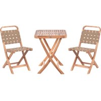 Balkonset Braun Zertifiziertes Akazienholz 3-Teilig Quadratischer Balkontisch mit 2 Stühlen Klappbar Rustikal Outdoor Balkon Terrasse Garten von BELIANI