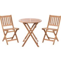 Balkonset Braun Zertifiziertes Akazienholz 3-Teilig Runder Balkontisch mit 2 Stühlen Klappbar Rustikal Outdoor Balkon Terrasse Garten von BELIANI