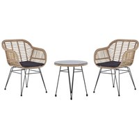 Balkonset Natürlich Rattan 2 Sessel mit Armlehnen Runder Tisch Sicherheitsglas Auflagen Schwarz Stahlgestell Terasse Balkon Garten Boho Balkonset Natürlich Rattan 2 Sessel mit Armlehnen Runder Tisch Sicherheitsglas Auflagen Schwarz Stahlgestell Terasse Balkon Garten Boho von BELIANI