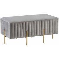 Bank Sitzhocker Ottomane Hellgrau/Gold Samtstoff Metallbeine Modern Elegant Glamour-Optik - Gold von BELIANI