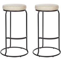 Barhocker 2er Set Hellbeige Kunstleder-Bezug und Metall Ohne Lehne mit Fußstützen Retro Sitzmöbel Wohnzommer Küche Bar Wohnküche Ausstattung von BELIANI