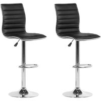 Barhocker 2er Set Schwarz Kunstleder Silber Metall Höhenverstellbar Modern Wohnzimmer Esszimmer Möbel von BELIANI