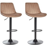 Barhocker Hellbraun Samt Höhenverstellbar Drehbar mit Hoher Rückenlehne Gesteppt Metallgestell Fußstütze Retro Kücheninsel Küchenbar Barhocker Hellbraun Samt Höhenverstellbar Drehbar mit Hoher Rückenlehne Gesteppt Metallgestell Fußstütze Retro Kücheninsel Küchenbar von BELIANI