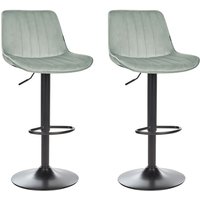 Barhocker Mintgrün Samt Höhenverstellbar Drehbar mit Hoher Rückenlehne Gesteppt Metallgestell Fußstütze Retro Kücheninsel Küchenbar von BELIANI