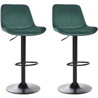Barhocker Schwarz Samt Höhenverstellbar Drehbar mit Hoher Rückenlehne Gesteppt Metallgestell Fußstütze Retro Kücheninsel Küchenbar von BELIANI