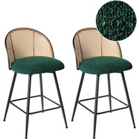 Barstühle 2er Set Dunkelgrün Bouclé Stoff Metallbeine Wiener Geflecht Rückenlehne Drehbarer Sitz Retro Stil Barhocker Tresenhocker Tresenstühle Barstühle 2er Set Dunkelgrün Bouclé Stoff Metallbeine Wiener Geflecht Rückenlehne Drehbarer Sitz Retro Stil Barhocker Tresenhocker Tresenstühle von BELIANI