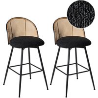 Barstühle 2er Set Schwarz Bouclé Stoff Metallbeine Wiener Geflecht Rückenlehne Drehbarer Sitz Retro Stil Barhocker Tresenhocker Tresenstühle Barstühle 2er Set Schwarz Bouclé Stoff Metallbeine Wiener Geflecht Rückenlehne Drehbarer Sitz Retro Stil Barhocker Tresenhocker Tresenstühle von BELIANI
