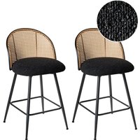 Barstühle 2er Set Schwarz Bouclé Stoff Metallbeine Wiener Geflecht Rückenlehne Drehbarer Sitz Retro Stil Barhocker Tresenhocker Tresenstühle Barstühle 2er Set Schwarz Bouclé Stoff Metallbeine Wiener Geflecht Rückenlehne Drehbarer Sitz Retro Stil Barhocker Tresenhocker Tresenstühle von BELIANI