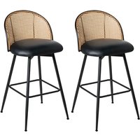 Barstühle 2er Set Schwarz Kunstleder Metallbeine Wiener Geflecht Rückenlehne Drehbarer Sitz Retro Stil Barhocker Tresenhocker Tresenstühle Barstühle 2er Set Schwarz Kunstleder Metallbeine Wiener Geflecht Rückenlehne Drehbarer Sitz Retro Stil Barhocker Tresenhocker Tresenstühle von BELIANI