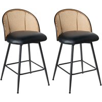 Barstühle 2er Set Schwarz Kunstleder Metallbeine Wiener Geflecht Rückenlehne Drehbarer Sitz Retro Stil Barhocker Tresenhocker Tresenstühle Barstühle 2er Set Schwarz Kunstleder Metallbeine Wiener Geflecht Rückenlehne Drehbarer Sitz Retro Stil Barhocker Tresenhocker Tresenstühle von BELIANI