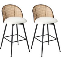 Barstühle 2er Set Weiß Kunstleder Metallbeine Wiener Geflecht Rückenlehne Drehbarer Sitz Retro Stil Barhocker Tresenhocker Tresenstühle Barstühle 2er Set Weiß Kunstleder Metallbeine Wiener Geflecht Rückenlehne Drehbarer Sitz Retro Stil Barhocker Tresenhocker Tresenstühle von BELIANI