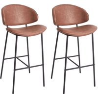 Barstuhl 2er Set Braun Kunstleder und Metall mit Lehne Fußstützen Modernes Design Sitzmöbel Wohnzommer Küche Bar Wohnküche Ausstattung Barstuhl 2er Set Braun Kunstleder und Metall mit Lehne Fußstützen Modernes Design Sitzmöbel Wohnzommer Küche Bar Wohnküche Ausstattung von BELIANI