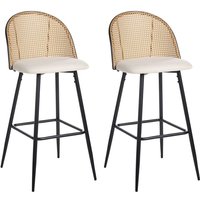Barstuhl 2er Set Creme und Schwarz Metall mit Fußstütze Hohe Rückenlehne Wiener-Geflecht Retro Design Wohnzimmer Küche Bar Wohnküche Ausstattung von BELIANI