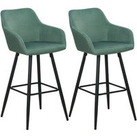 Barstuhl 2er Set Dunkelgrün Samtstoff mit Lehne Armlehnen Fußstützen Modern Retro Design Sitzmöbel Wohnzommer Küche Bar Wohnküche Ausstattung von BELIANI