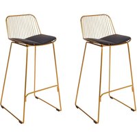 Barstuhl 2er Set Gold u. Schwarz aus Stahl mit Kunstleder Sitz Glamour Stil Modern Tresenstühle für Küche Esszimmer Essbereich Barstuhl 2er Set Gold u. Schwarz aus Stahl mit Kunstleder Sitz Glamour Stil Modern Tresenstühle für Küche Esszimmer Essbereich von BELIANI