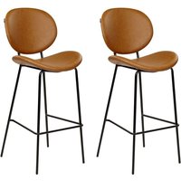 Barstuhl 2er Set Goldbraun Kunststoff mit Schwarzem Metallgestell Hoher Lehne Fußstütze Retro Design für Esszimmer Küche Bar Wohnzimmer Möbel von BELIANI