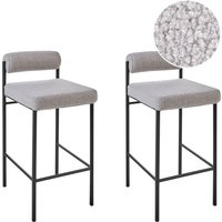 Barstuhl 2er Set Grau Bouclé und Metall mit Niedriger Lehne Fußstützen Retro Design Sitzmöbel Wohnzimmer Küche Bar Wohnküche Ausstattung von BELIANI
