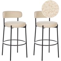 Barstuhl 2er Set Hellbeige Bouclé-Bezug und Metall mit Lehne Fußstützen Modernes Design Sitzmöbel Wohnzommer Küche Bar Wohnküche Ausstattung von BELIANI