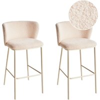 Barstuhl 2er Set Hellbeige Bouclé und Metall mit Niedriger Lehne Fußstützen Retro Design Sitzmöbel Wohnzimmer Küche Bar Wohnküche Barstuhl 2er Set Hellbeige Bouclé und Metall mit Niedriger Lehne Fußstützen Retro Design Sitzmöbel Wohnzimmer Küche Bar Wohnküche von BELIANI