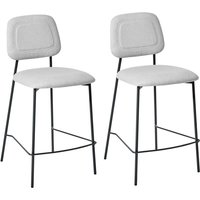 Barstuhl 2er Set Hellgrau Kunstleinen mit Hoher Lehne Fußstütze Schwarze Metallbeine Modernes Design für Esszimmer Wohnzimmer Theke Küchenbar von BELIANI