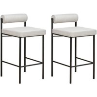 Barstuhl 2er Set Hellgrau Stoff und Metall mit Niedriger Lehne Fußstützen Retro Design Sitzmöbel Wohnzimmer Küche Bar Wohnküche Ausstattung von BELIANI