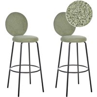 Barstuhl 2er Set Hellgrün Bouclé-Bezug und Metall mit Lehne Fußstützen Modernes Design Sitzmöbel Wohnzommer Küche Bar Wohnküche Ausstattung von BELIANI