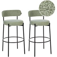 Barstuhl 2er Set Hellgrün Bouclé-Bezug und Metall mit Lehne Fußstützen Modernes Design Sitzmöbel Wohnzommer Küche Bar Wohnküche Ausstattung von BELIANI