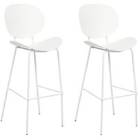 Barstuhl 2er Set Weiß Kunststoff mit Metallgestell Fußstütze Lehne Skandi Modern für den Innenbereich Küche Esszimmer Möbel Ausstattung - Weiß von BELIANI