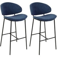 Beliani - Barstuhl 2er Set Marineblau Stoffbezug und Metall mit Lehne Fußstützen Modernes Design Sitzmöbel Wohnzommer Küche Bar Wohnküche Ausstattung von BELIANI