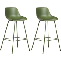 Barstuhl 2er Set Olivgrün Kunststoff und Metall mit Lehne Fußstützen Modernes Design Sitzmöbel Wohnzommer Küche Bar Wohnküche Ausstattung von BELIANI