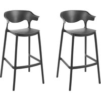 Barstuhl 2er Set Schwarz Kunststoff Stapelbar Skandi Modern für Innen- und Außenbereich Garten Terrasse Balkon Wohnzimmer Esszimmer Barstuhl 2er Set Schwarz Kunststoff Stapelbar Skandi Modern für Innen- und Außenbereich Garten Terrasse Balkon Wohnzimmer Esszimmer von BELIANI