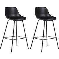 Barstuhl 2er Set Schwarz Kunststoff und Metall mit Lehne Fußstützen Modernes Design Sitzmöbel Wohnzommer Küche Bar Wohnküche Ausstattung von BELIANI