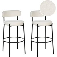 Barstuhl 2er Set Weiß Bouclé-Bezug und Metall mit Lehne Fußstützen Modernes Design Sitzmöbel Wohnzommer Küche Bar Wohnküche Ausstattung Barstuhl 2er Set Weiß Bouclé-Bezug und Metall mit Lehne Fußstützen Modernes Design Sitzmöbel Wohnzommer Küche Bar Wohnküche Ausstattung von BELIANI