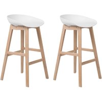 Barstuhl 2er Set Weiß Kunststoff-Sitzschale mit Hellen Holzbeinen Fußstütze Sitzhöhe 72 cm ohne Lehne Modernes Design Barhocker Tresenhocker Barstuhl 2er Set Weiß Kunststoff-Sitzschale mit Hellen Holzbeinen Fußstütze Sitzhöhe 72 cm ohne Lehne Modernes Design Barhocker Tresenhocker von BELIANI