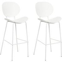 Barstuhl 2er Set Weiß Kunststoff mit Metallgestell Fußstütze Lehne Skandi Modern für den Innenbereich Küche Esszimmer Möbel Ausstattung von BELIANI