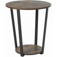 Beliani - Beistelltisch Dunkler Holzfarbton MDF-Platte rund 50 cm mit Metallgestell Schwarz Industrie Design moderne Ablage für Wohnzimmer - Schwarz von BELIANI