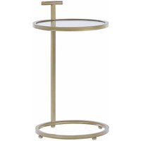 Beliani - Beistelltisch Gold Sicherheitsglas und Eisen Rund ⌀ 40 cm mit Glasplatte Metallgestell C-Form Griff Salon Wohnzimmer Diele Flur Bad von BELIANI