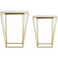 Beliani - Beistelltische 2er Set Spiegel/Gold aus Glas und Metal Sechseckige Wohnzimmer Modern von BELIANI