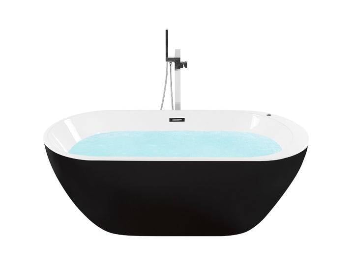 Beliani, Badewanne, Whirlpool Badewanne freistehend schwarz mit LED 170 x 80 cm NEVIS (264 l, 170 cm, 80 cm) von BELIANI
