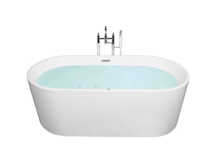 Beliani, Badewanne, Whirlpool Badewanne weiss freistehend mit LED oval 170 x 80 cm HAVANA (220 l, 170 cm, 80 cm) von BELIANI