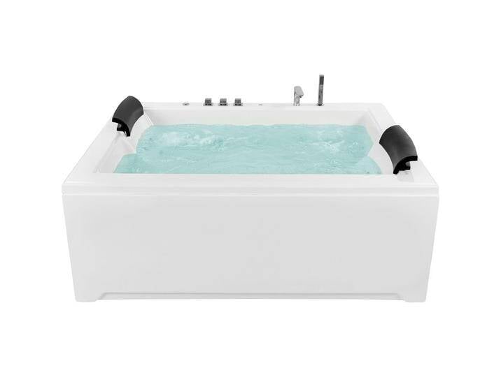 Beliani, Badewanne, Whirlpool Badewanne weiss mit LED rechteckig 183 x 142 cm SALAMANCA (605 l, 183 cm, 142 cm) von BELIANI