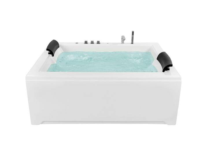 Beliani, Badewanne, Whirlpool Badewanne weiss mit LED rechteckig 183 x 142 cm SALAMANCA (605 l, 183 cm, 142 cm) von BELIANI