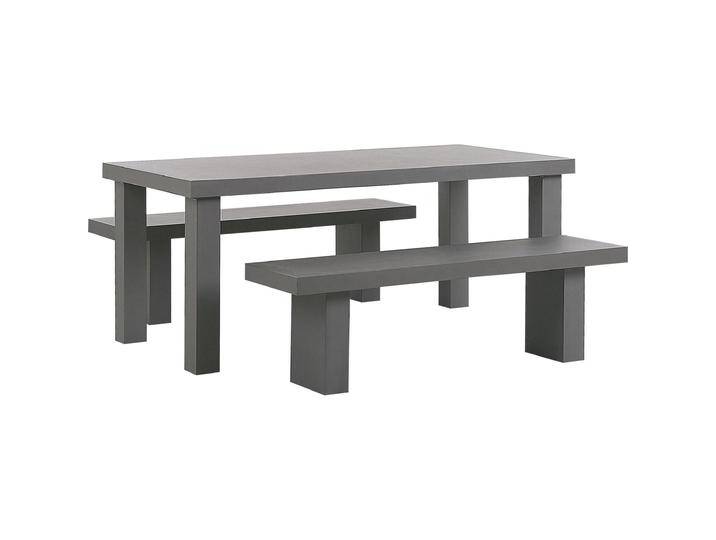 Beliani, Gartentisch + Balkontisch, Gartenmöbel Set Beton grau Tisch mit 2 Bänken TARANTO (180 cm) von BELIANI